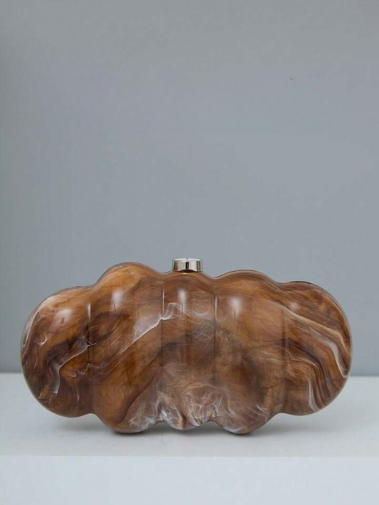 CM-BGS454499 Women Trendy Seoul Style Chain Crossbody Acrylic Clutch Shoulder Handbags - Brown