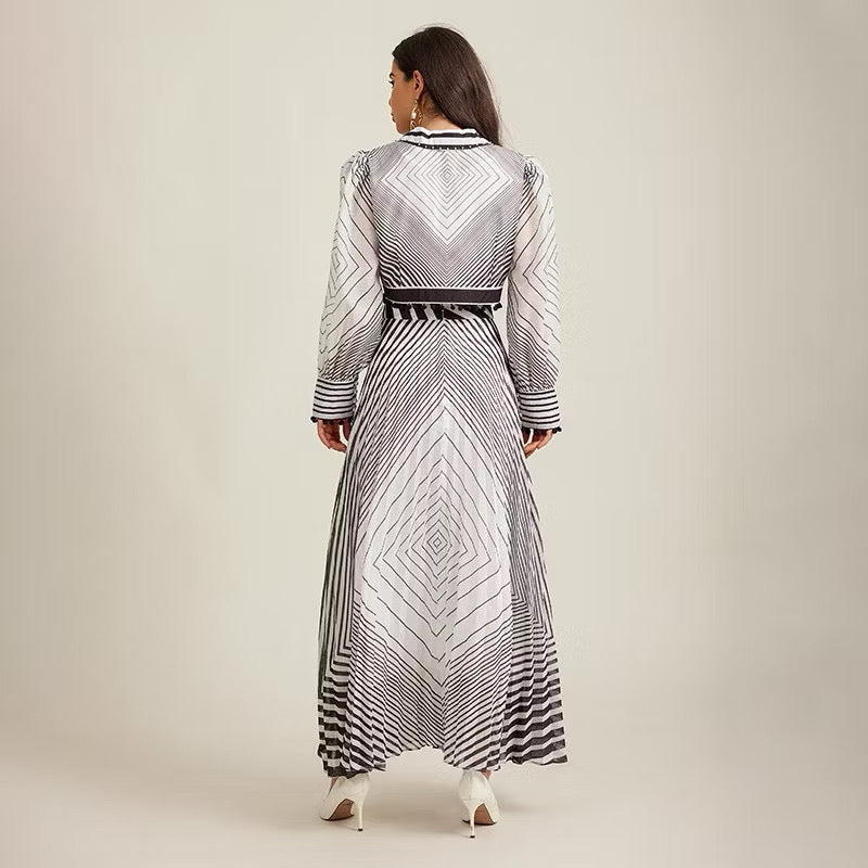 CM-SY010981 Women Elegant European Style Lapel Neckline Long Sleeve Crop Blouse With High Waist Long Skirt - Set