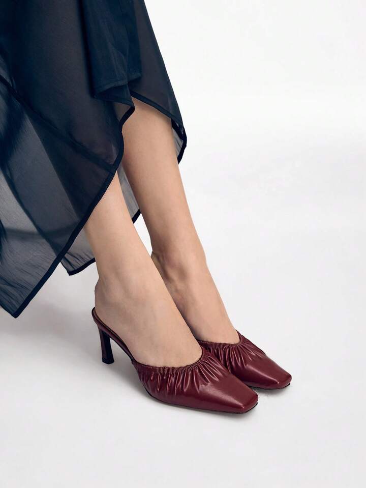 CM-SHS005740 Women Trendy Seoul Style Mid Heel Pointed Toe Pumps - Red
