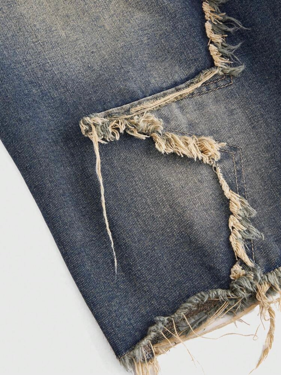 CM-BS626104 Women Casual Seoul Style Patchwork Loose Fit Straight Bermuda Denim Shorts - Blue