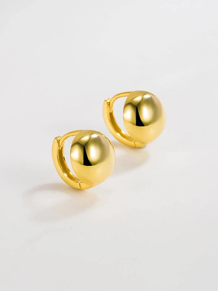 CM-AE745646 925 Sterling Silver Glossy Hoop Earrings - Yellow Gold