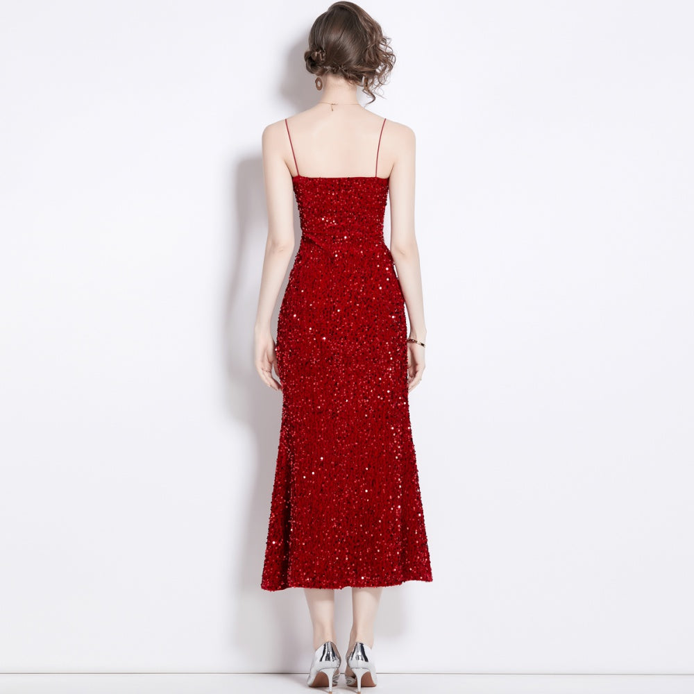 CM-DY000514 Women Elegant European Style Sleeveless High Waist Mermaid Slim Long Dress