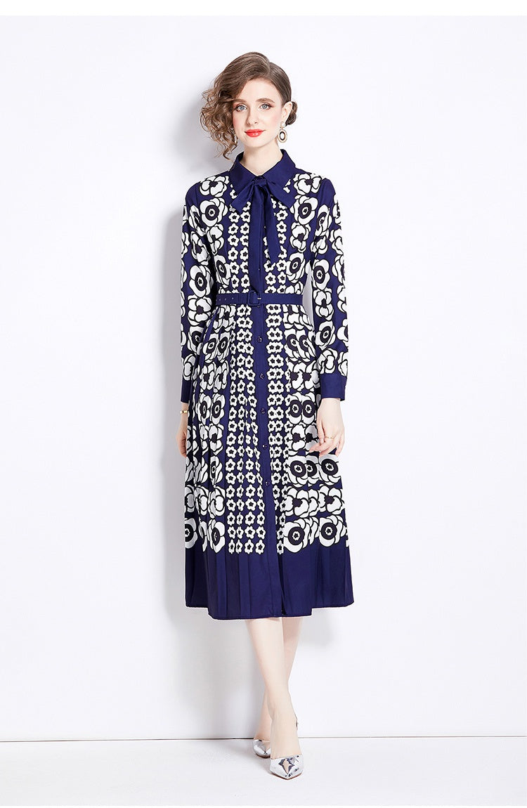 CM-DY000588 Women Elegant European Style Long Sleeve Single-Breasted Dress