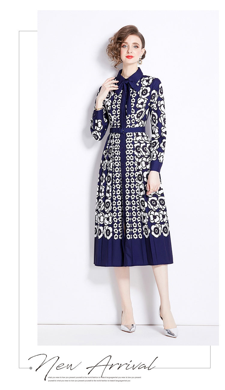 CM-DY000588 Women Elegant European Style Long Sleeve Single-Breasted Dress