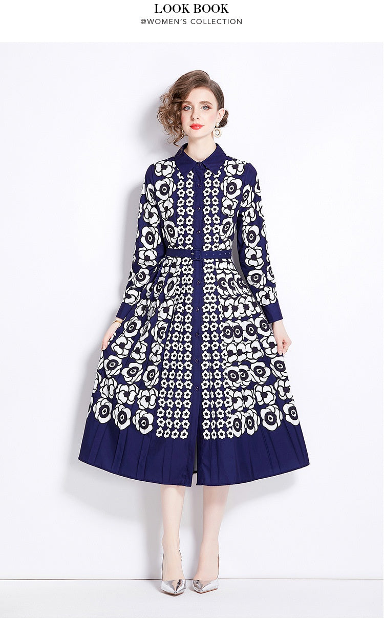 CM-DY000588 Women Elegant European Style Long Sleeve Single-Breasted Dress