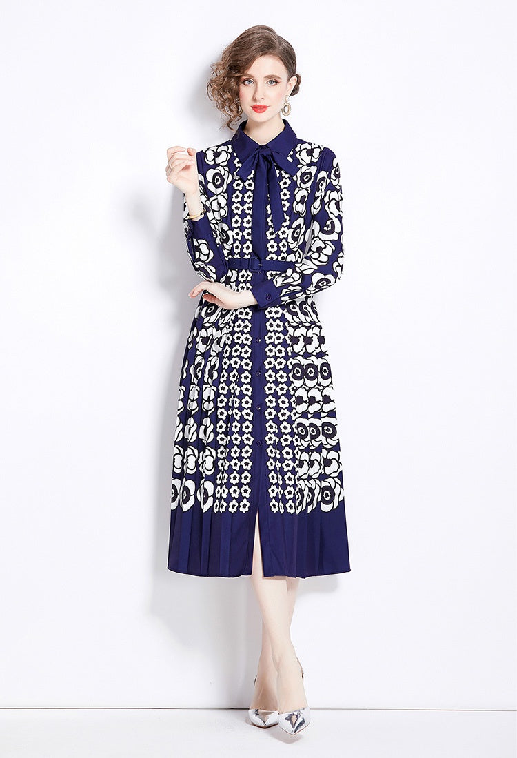 CM-DY000588 Women Elegant European Style Long Sleeve Single-Breasted Dress