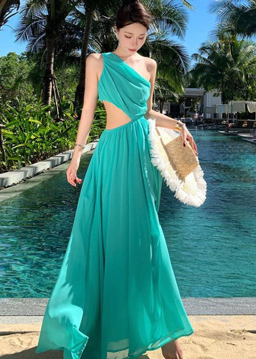 CM-DY009909 Women Trendy Bohemian Style Off Shoilder Sleeveless High Waist Long Dress