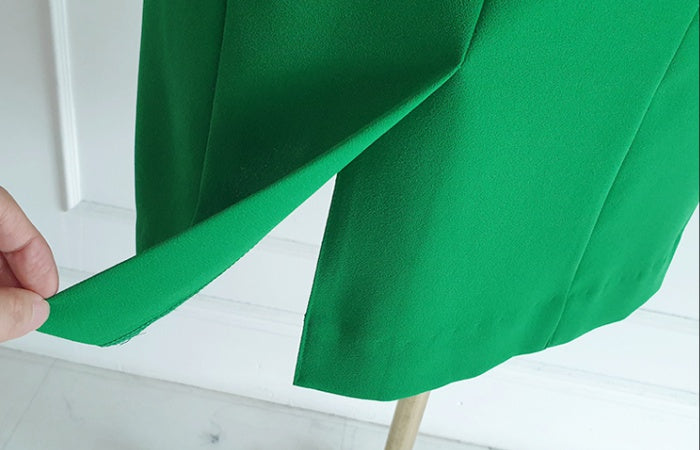 CM-DY014563 Women Casual Seoul Style V-Neck Short Sleeve Midi Dress - Green