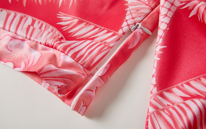 CM-SY015748 Women Trendy Bohemian Style Halter Neckline Long Sleeve Cropped Top With High Waist Skirt - Set