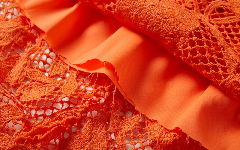 CM-DY015751 Women Elegant European Style V-Neck Sleeveless Lace Dress - Orange