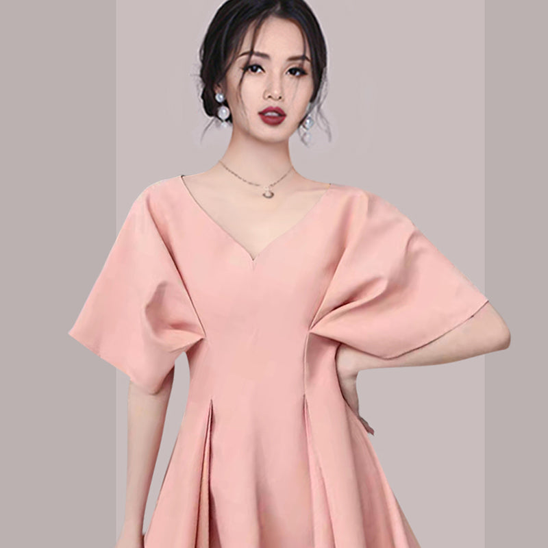 CM-DY016414 Women Elegant European Style V-Neck Batwing Sleeve Mini Dress