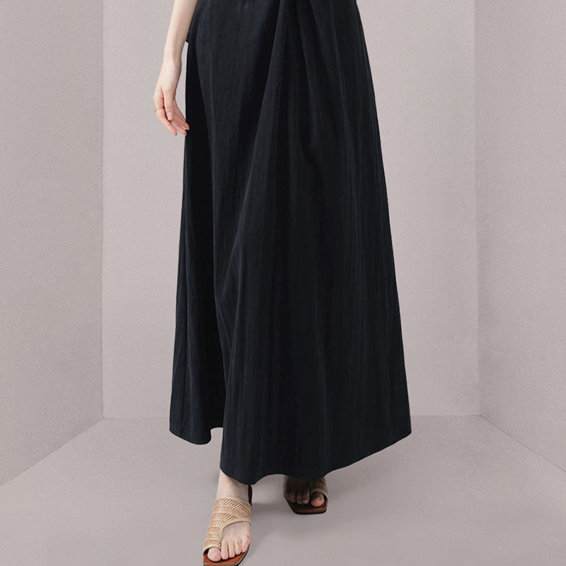 CM-DY016416 Women Elegant European Style V-Neck Sleeveless Maxi Dress - Black