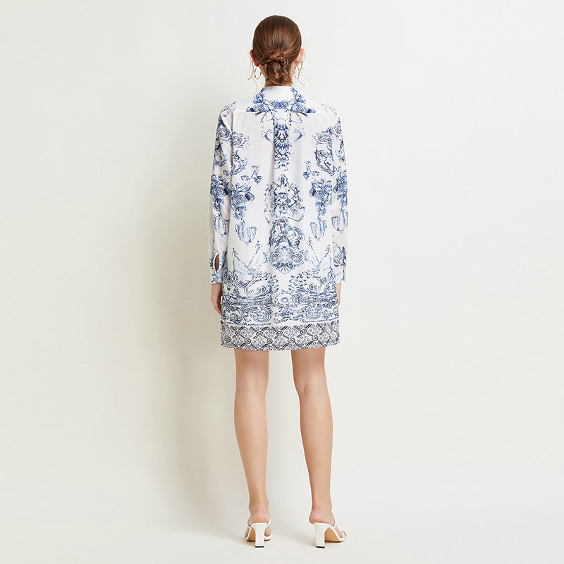 CM-SY016776 Women Casual European Style Stand Collar Long Sleeve Shirt With Short Pants - Set