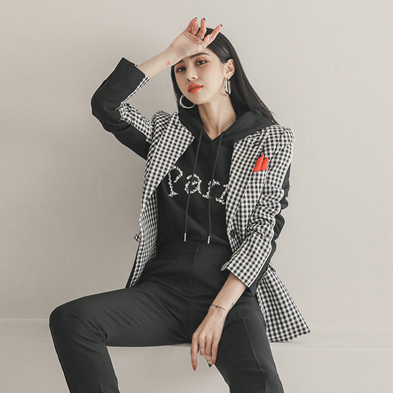 CM-SY022917 Women Elegant Seoul Style Long Sleeve Blazer With High Waist Suit Pants - Set