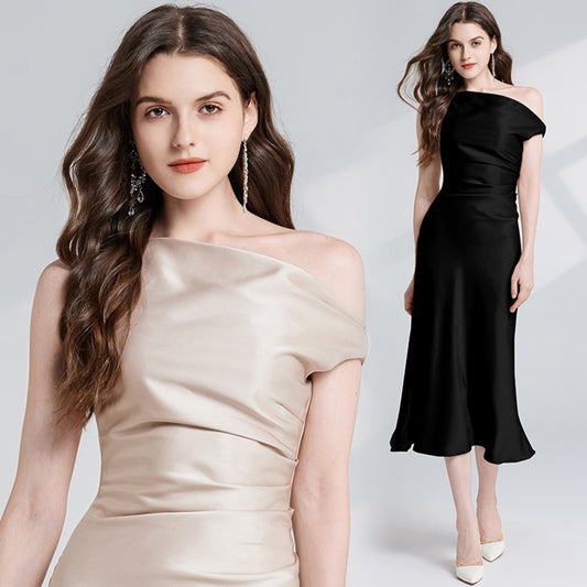CM-DY026292 Women Elegant European Style Sleeveless Slim Pinched Waist Midi Dress (Available in 2 colors)