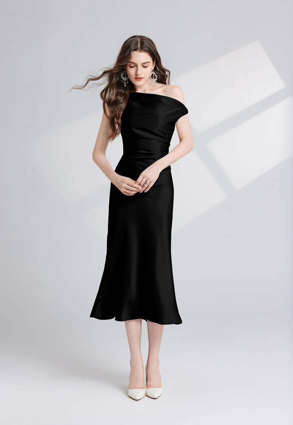 CM-DY026292 Women Elegant European Style Sleeveless Slim Pinched Waist Midi Dress (Available in 2 colors)