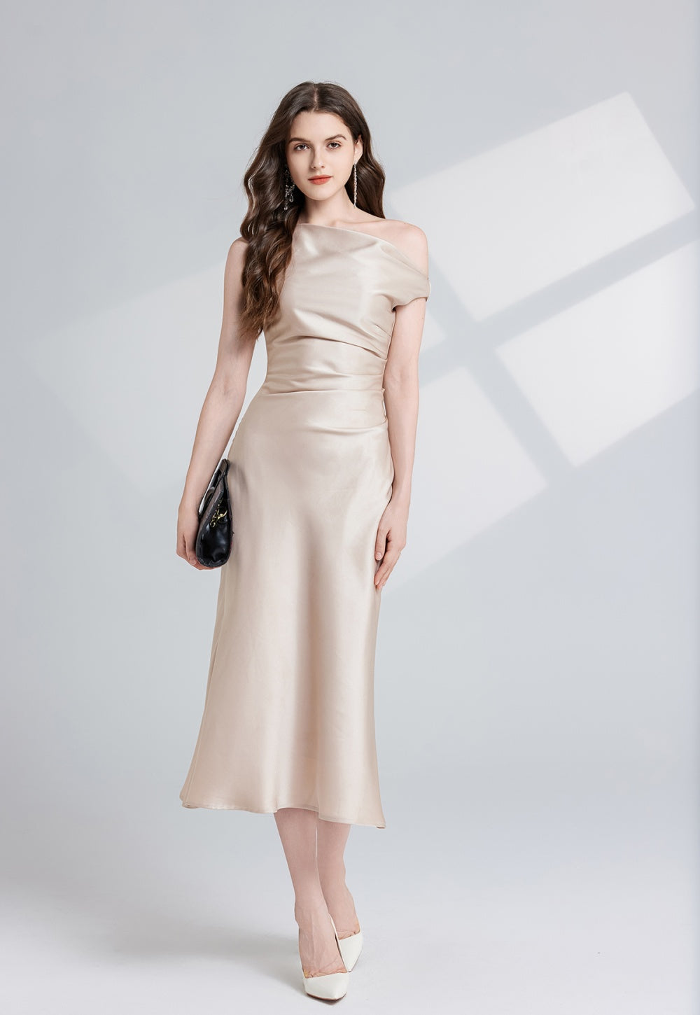 CM-DY026292 Women Elegant European Style Sleeveless Slim Pinched Waist Midi Dress (Available in 2 colors)