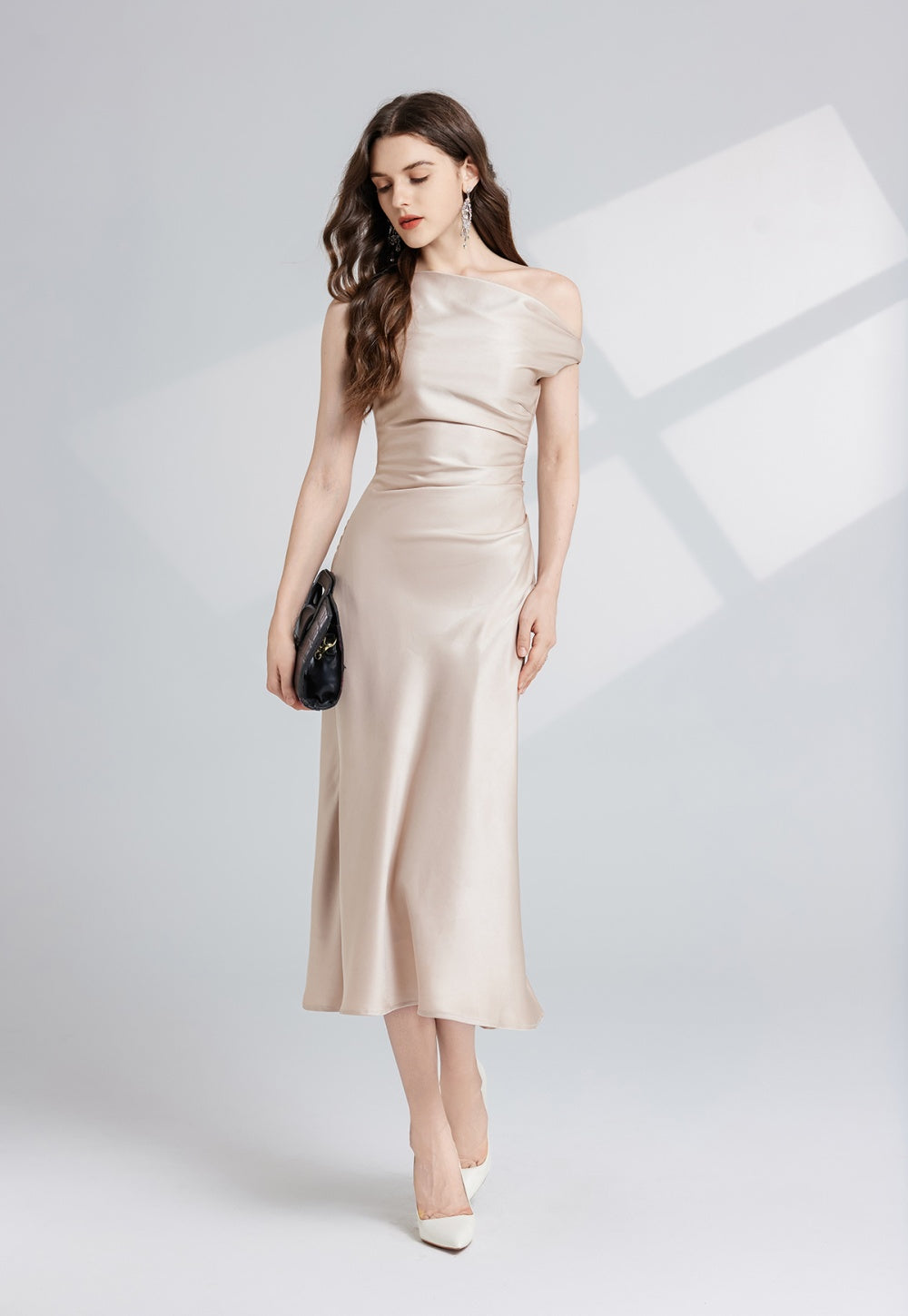 CM-DY026292 Women Elegant European Style Sleeveless Slim Pinched Waist Midi Dress (Available in 2 colors)