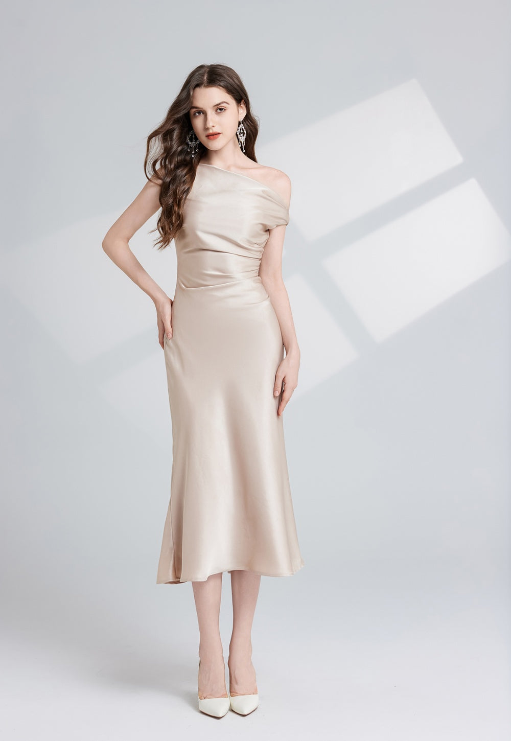 CM-DY026292 Women Elegant European Style Sleeveless Slim Pinched Waist Midi Dress (Available in 2 colors)