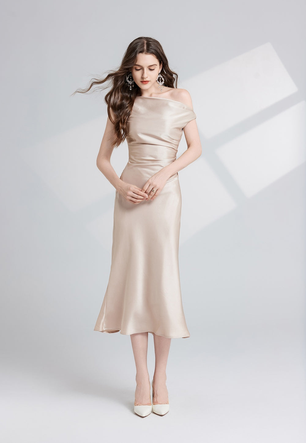 CM-DY026292 Women Elegant European Style Sleeveless Slim Pinched Waist Midi Dress (Available in 2 colors)