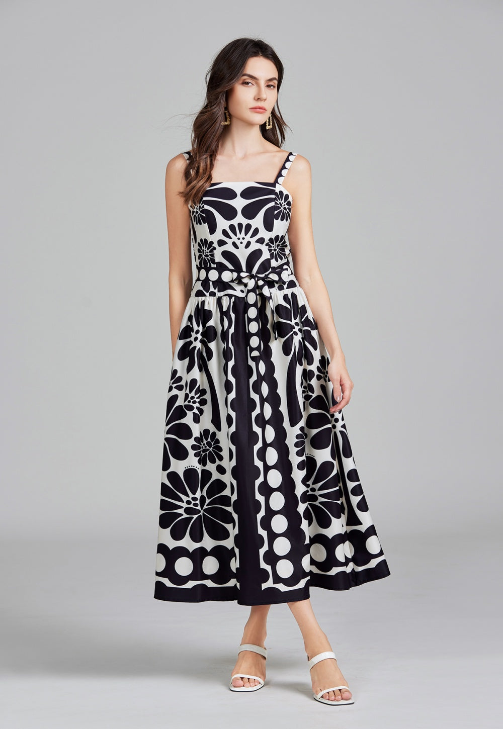 CM-DY026295 Women Elegant European Style Polka Dot Print High Waist Sling Elastic Dress (Available in 2 colors)