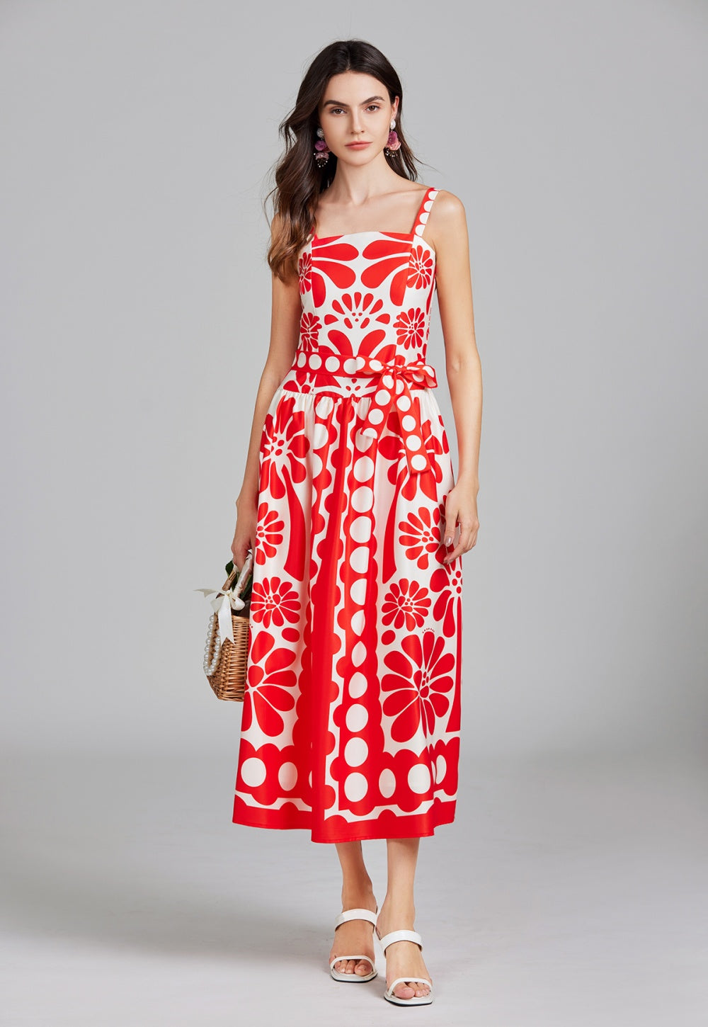 CM-DY026295 Women Elegant European Style Polka Dot Print High Waist Sling Elastic Dress (Available in 2 colors)