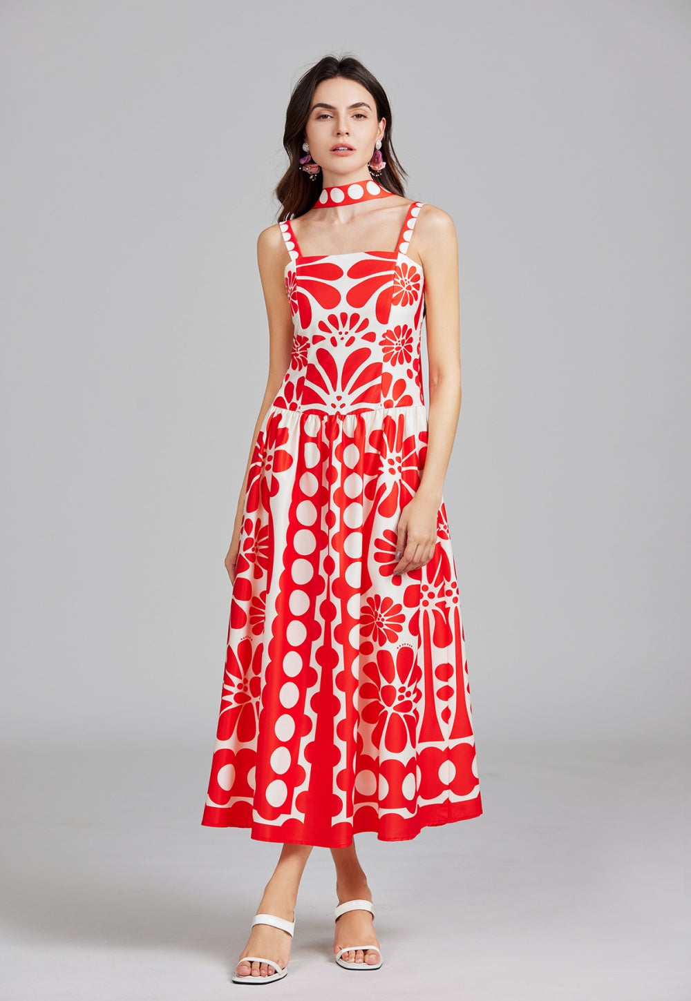 CM-DY026295 Women Elegant European Style Polka Dot Print High Waist Sling Elastic Dress (Available in 2 colors)