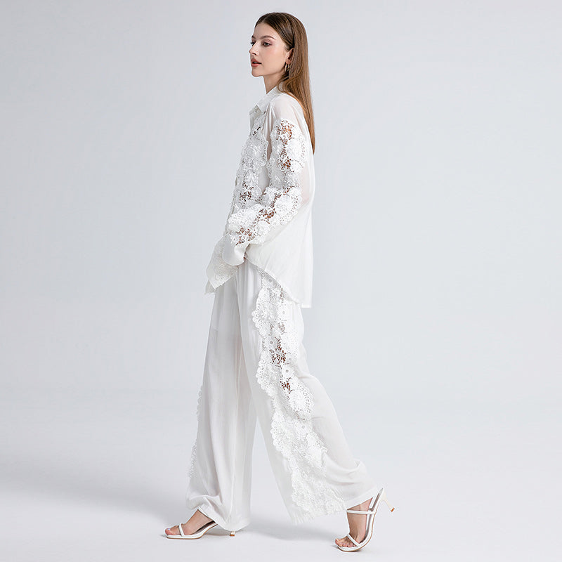 CM-SY028371 Women Elegant European Style Long Sleeve Top With Elastic High Waist Pants - Set