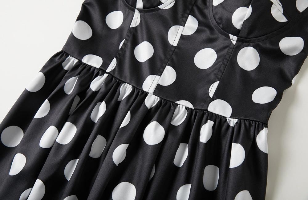 CM-DY032701 Women Retro European Style High Waist Back Elastic Sleeveless Midi Dress - Black