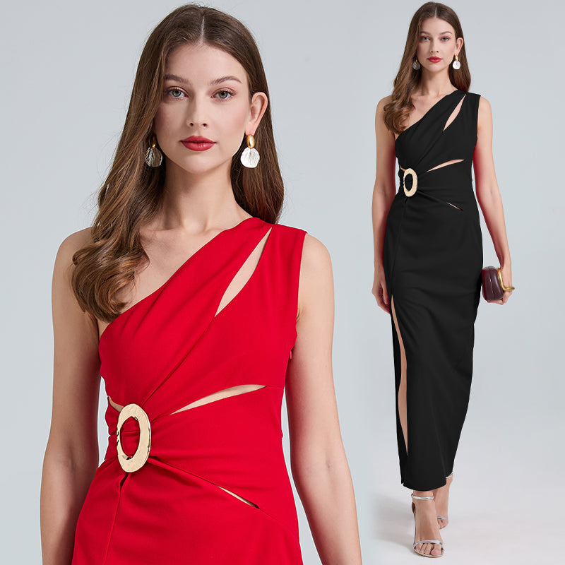 CM-DY032702 Women Elegant Seoul Style Hollow Sleeveless High Waist  Slim Long Dress (Available in 2 colors)