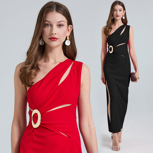 CM-DY032702 Women Elegant Seoul Style Hollow Sleeveless High Waist  Slim Long Dress (Available in 2 colors)