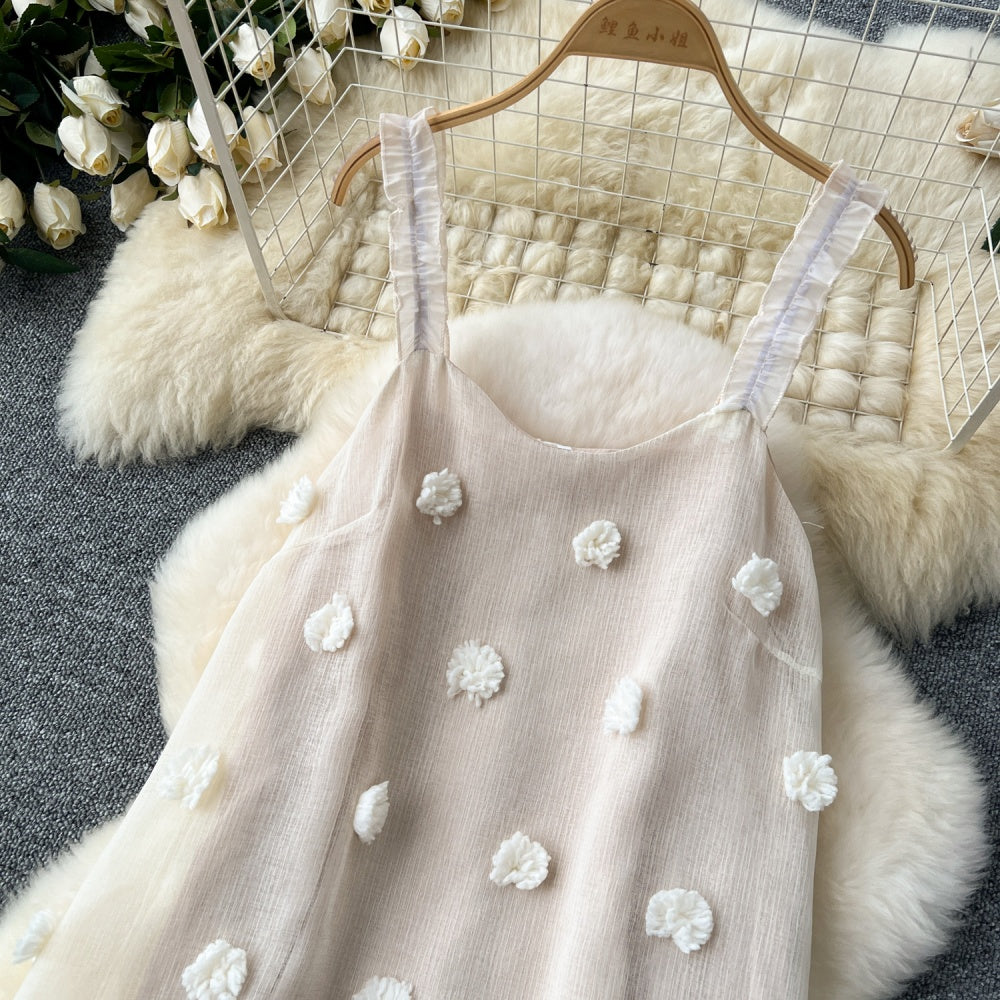 CM-DY033608 Women Trendy Bohemian Style Spaghetti Strap Sleeveless Loose Long Dress - Apricot