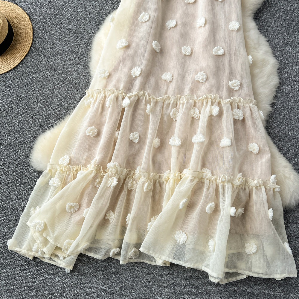 CM-DY033608 Women Trendy Bohemian Style Spaghetti Strap Sleeveless Loose Long Dress - Apricot