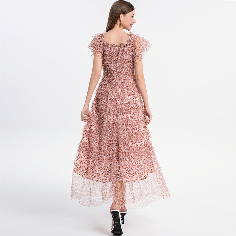 CM-DY033767 Women Elegant European Style Puff Sleeve Off the Shoulder Cupcake Dress