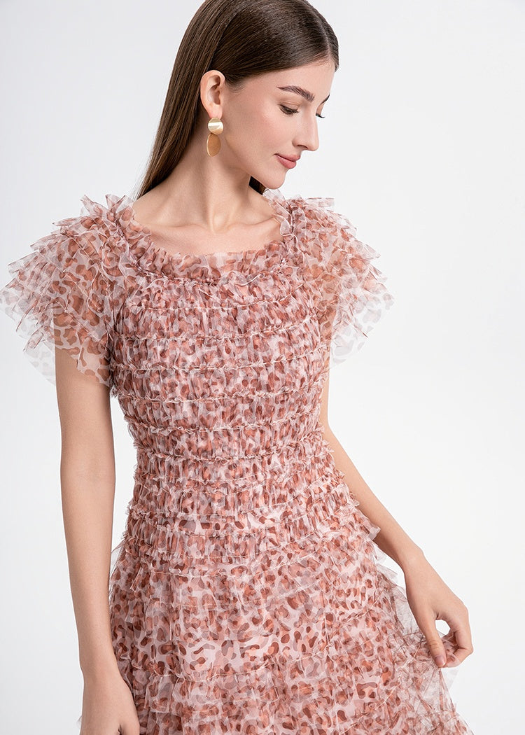 CM-DY033767 Women Elegant European Style Puff Sleeve Off the Shoulder Cupcake Dress
