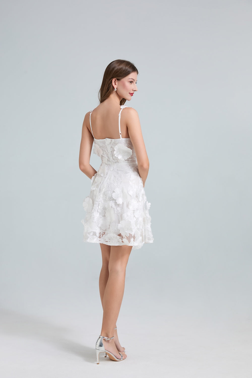 CM-DY034912 Women Elegant European Style Slim Sleeveless Floral Embroidered Mini Dress (Available in 3 colors)
