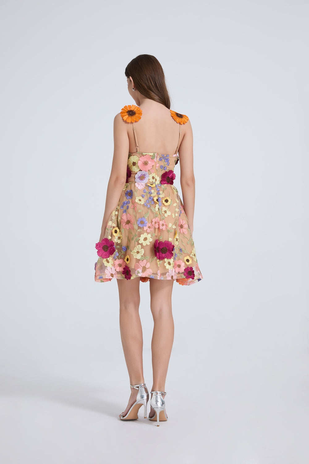 CM-DY034912 Women Elegant European Style Slim Sleeveless Floral Embroidered Mini Dress (Available in 3 colors)