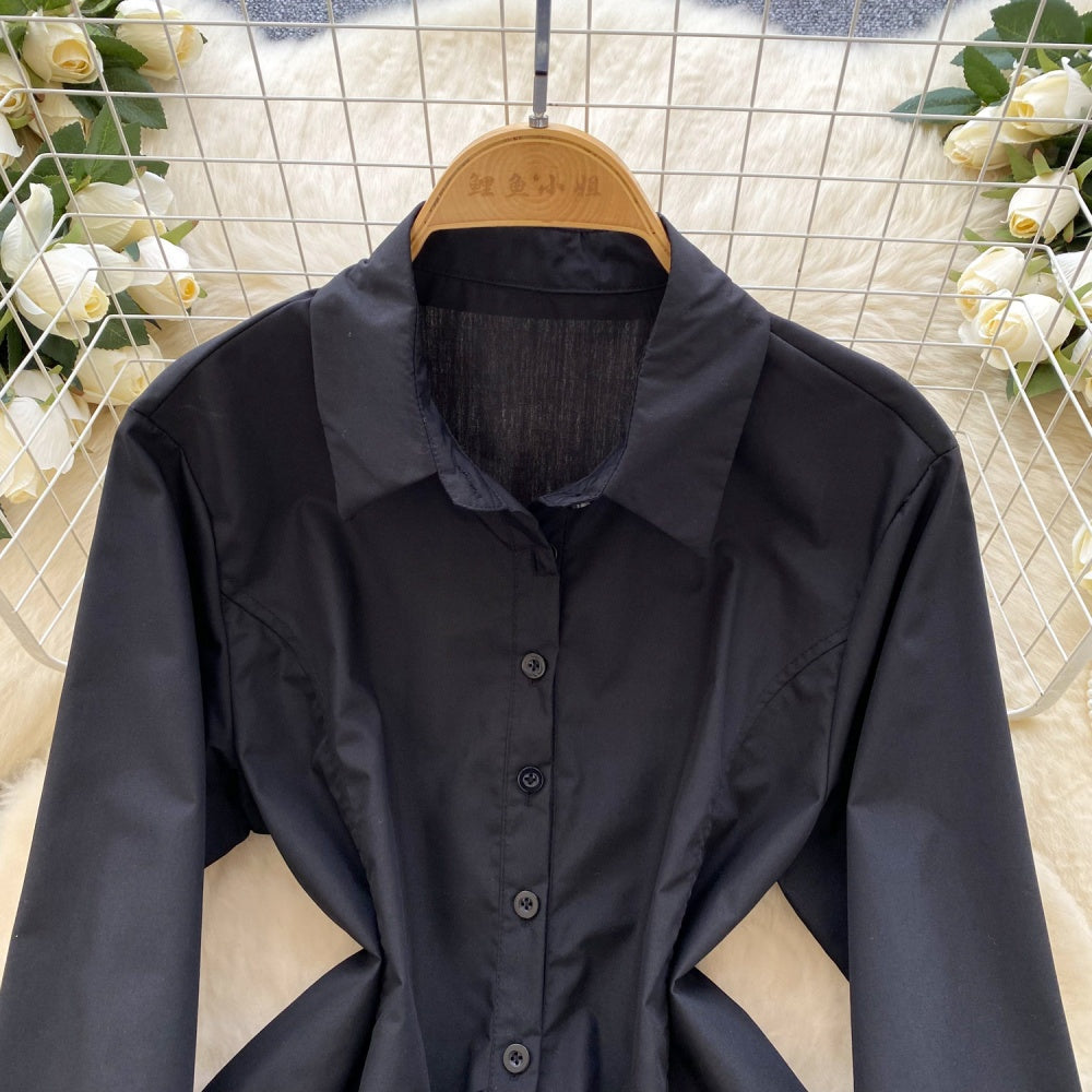 CM-DY035234 Women Elegant Seoul Style Collar Neckline Long Sleeve Irregular Dress Shirt (Available in 5 colors)