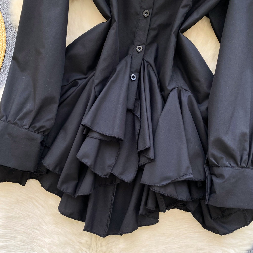 CM-DY035234 Women Elegant Seoul Style Collar Neckline Long Sleeve Irregular Dress Shirt (Available in 5 colors)