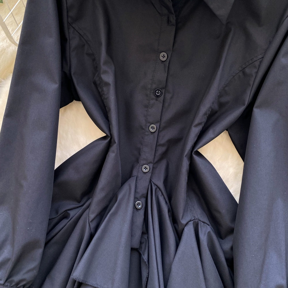 CM-DY035234 Women Elegant Seoul Style Collar Neckline Long Sleeve Irregular Dress Shirt (Available in 5 colors)