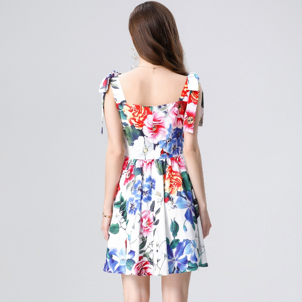 CM-DY035663 Women Elegant European Style Square Neck Sleeveless Slim Mini Dress