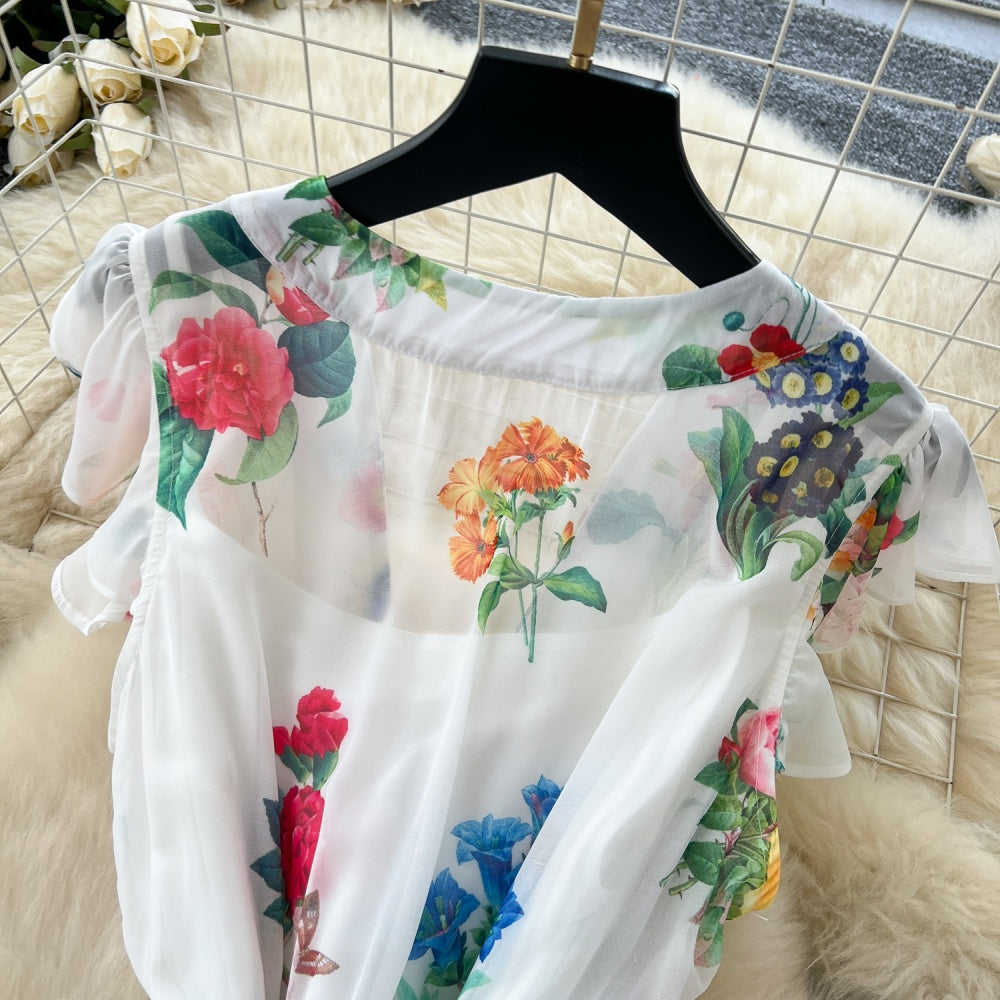 CM-DY035679 Women Elegant Seoul Style Deep V-Neck Sleeveless Chiffon Long Dress - White