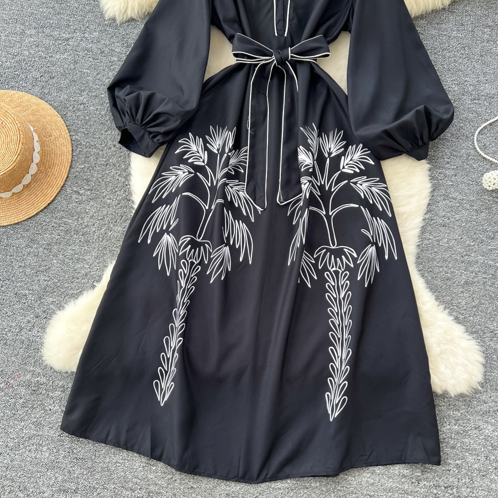 CM-DY037084 Women Elegant Seoul Style Deep V-Neck Long Sleeve Maxi Dress - Black