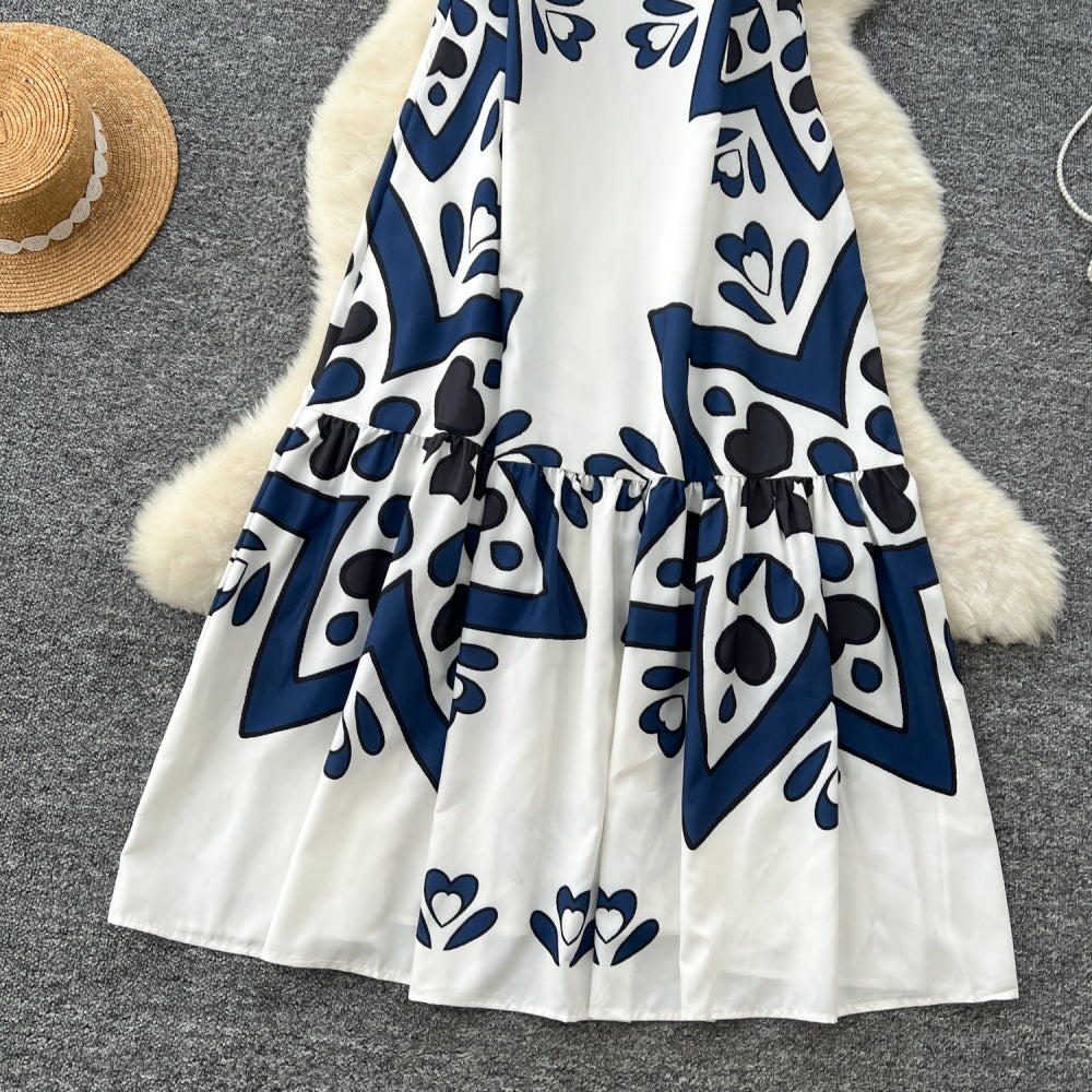 CM-DY037085 Women Trendy Bohemian Style Halter Neckline Sleeveless Maxi Dress - White