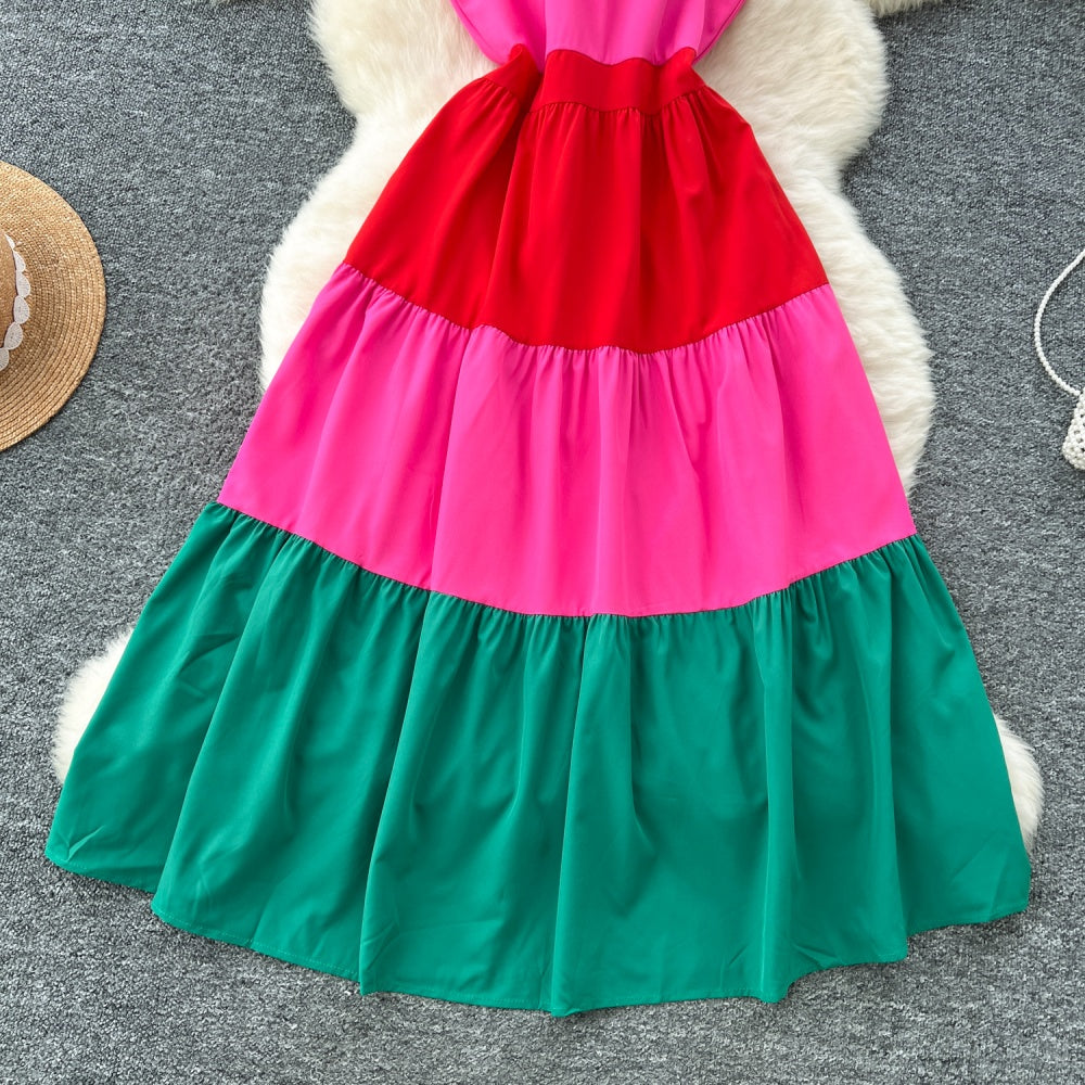 CM-DY037086 Women Elegant Seoul Style Halter Neckline Sleeveless High Waist Midi Dress