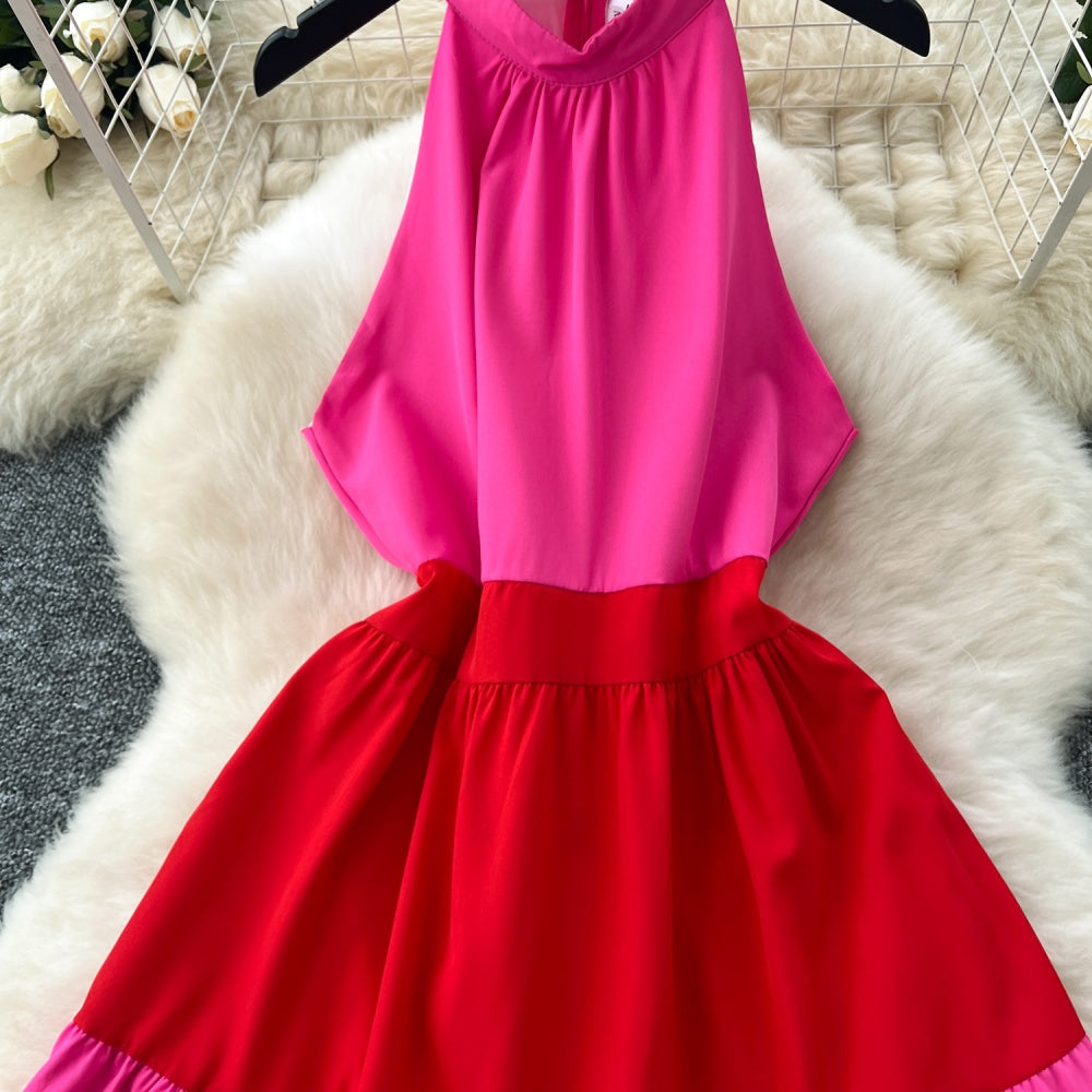 CM-DY037086 Women Elegant Seoul Style Halter Neckline Sleeveless High Waist Midi Dress