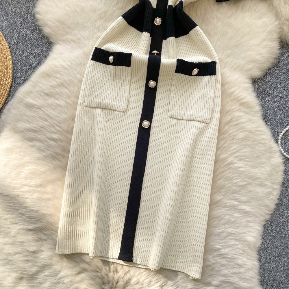 CM-DY038883 Women Casual Seoul Style Lapel Neckline Short Sleeve Midi Dress (Available in 2 colors)