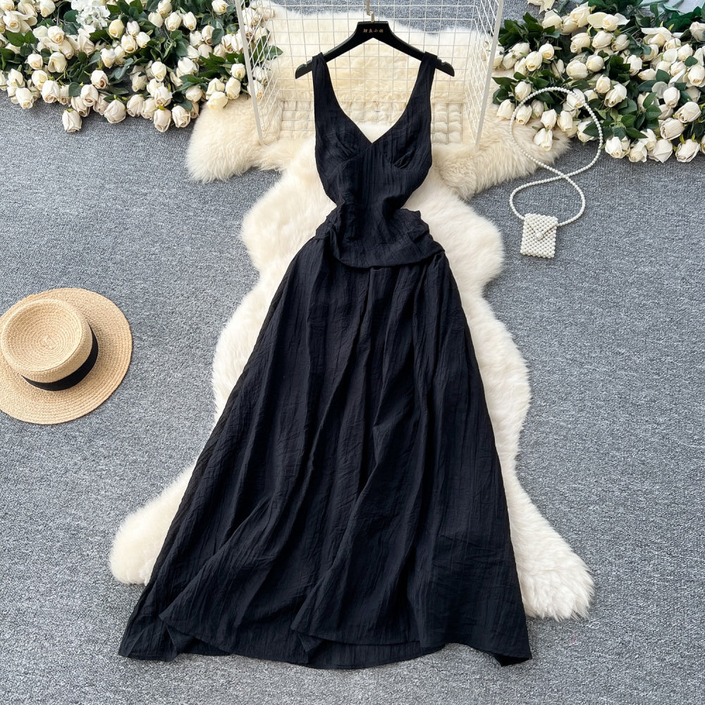CM-DY041692 Women Elegant Seoul Style Halter Neckline Sleeveless High Waist Slim Dress (Available in 5 colors)