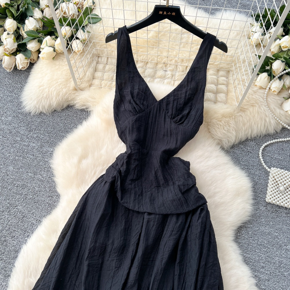 CM-DY041692 Women Elegant Seoul Style Halter Neckline Sleeveless High Waist Slim Dress (Available in 5 colors)