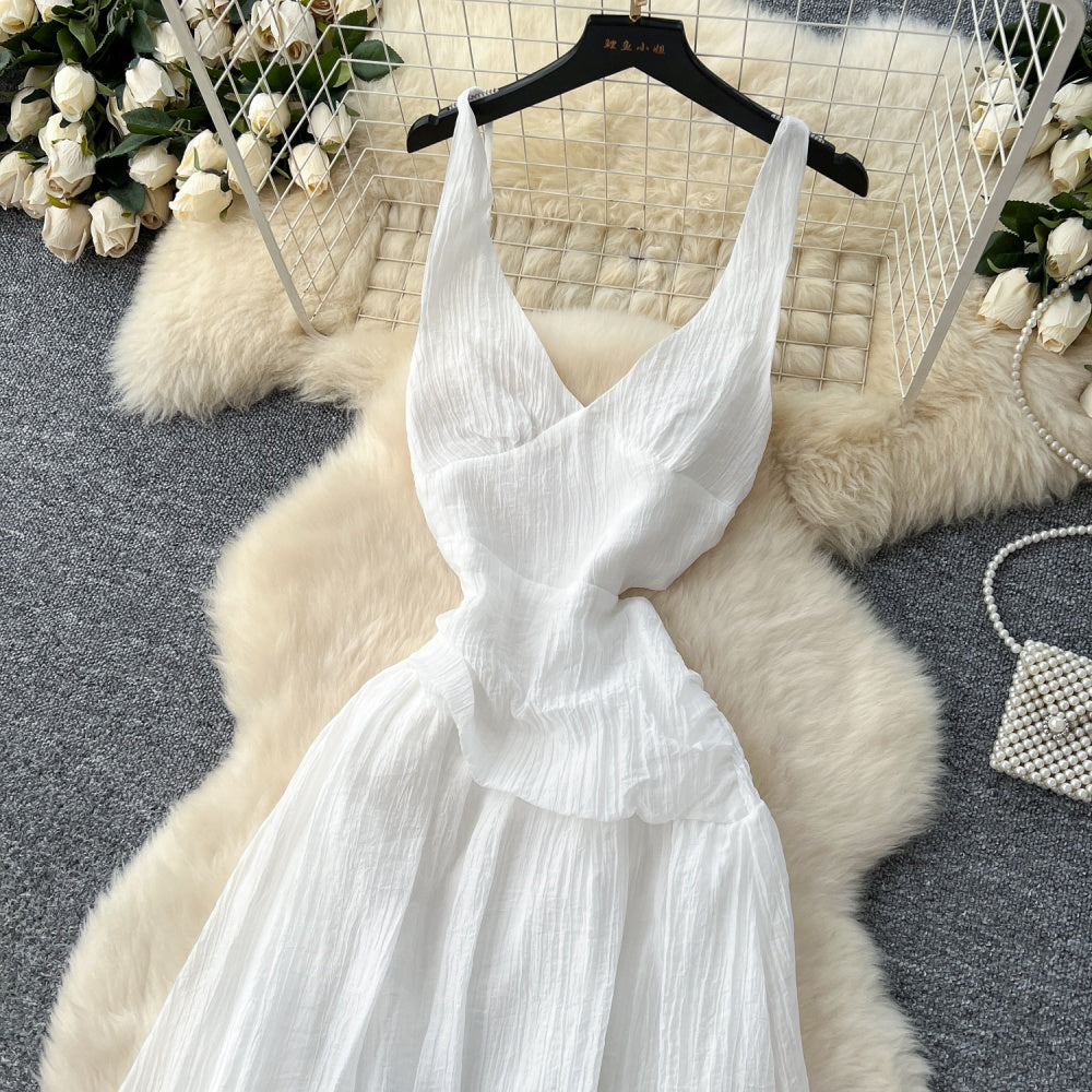 CM-DY041692 Women Elegant Seoul Style Halter Neckline Sleeveless High Waist Slim Dress (Available in 5 colors)